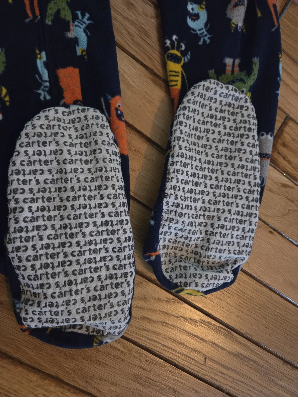 Carters- Kids Navy Monster Print Footed One-Piece Pajamas